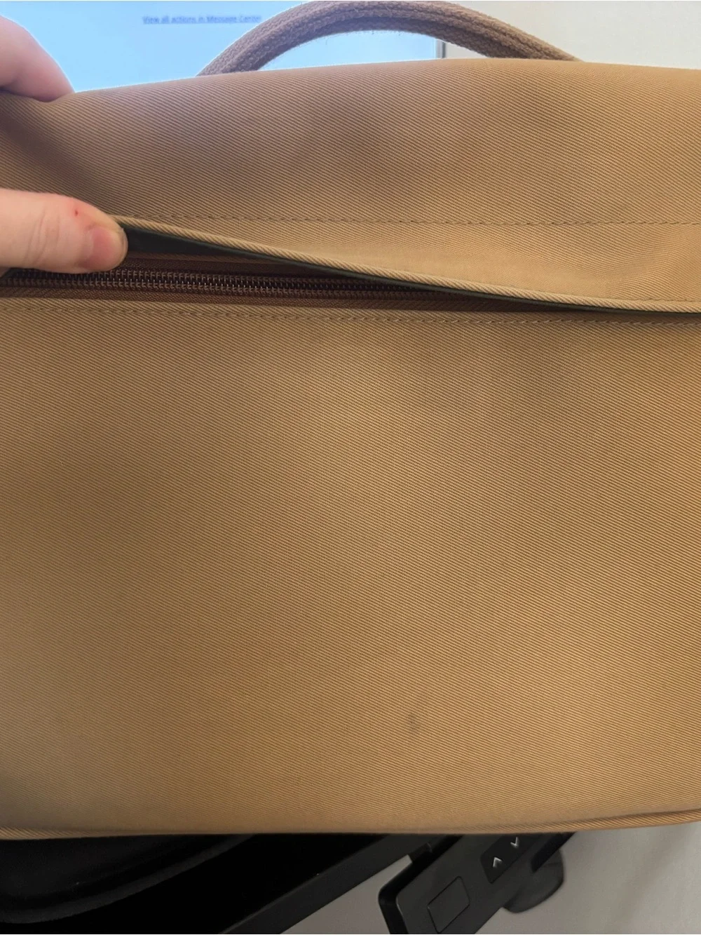 Tan Camera Bag with Brown Leather Trim